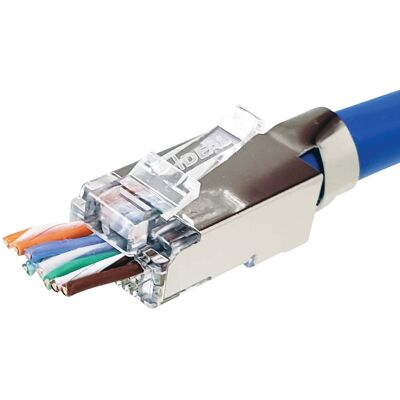 IDEAL - Shielded Feed-Thru CAT-6A/6/5-E Modular Plugs for Larger Diameter Conductors 50 Pack - Metallic IDEAL - Shielded Feed-Thru CAT-6A/6/5-E Modular Plugs for Larger Diameter Conductors 50 Pack - Metallic