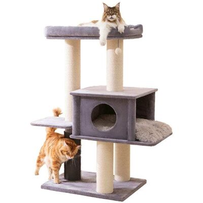 PetPals - Grand Maine Coon 5-Level Cat Tree - Gray PetPals - Grand Maine Coon 5-Level Cat Tree - Gray