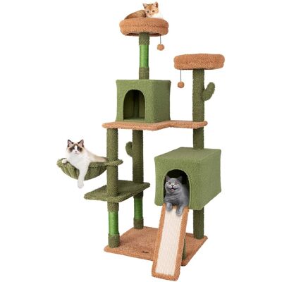 Gymax - 63'' Cactus Cat Tree for Indoor Cats w/Sisal Scratching Posts & Ladder Basket Bed Gymax - 63'' Cactus Cat Tree for Indoor Cats w/Sisal Scratching Posts & Ladder Basket Bed