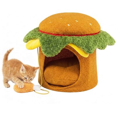 Gymax - Hamburger Cat Nest w/Perch Chicken Drumstick Toy & Removable Cushion for Cats Gymax - Hamburger Cat Nest w/Perch Chicken Drumstick Toy & Removable Cushion for Cats