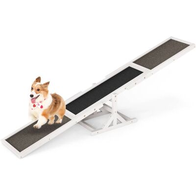 Gymax - Wooden Dog Agility Seesaw Dog Exercise & Play Set Outdoor Run Game Toy - White Gymax - Wooden Dog Agility Seesaw Dog Exercise & Play Set Outdoor Run Game Toy - White