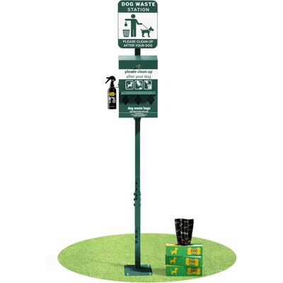 Emma + Oliver - Mini Pet Waste Station with Roll Waste Bag Dispenser-Hand Sanitizer Bottle - Green Emma + Oliver - Mini Pet Waste Station with Roll Waste Bag Dispenser-Hand Sanitizer Bottle - Green