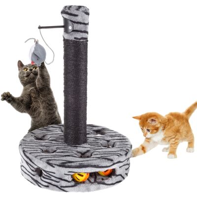 PetMaker - Cat Scratching Post Interactive Play Area with Sisal Rope Scratcher and Hanging Toy for Cats Scratch Tree for Pets - Black/Gray PetMaker - Cat Scratching Post Interactive Play Area with Sisal Rope Scratcher and Hanging Toy for Cats Scratch Tree for Pets - Black/Gray