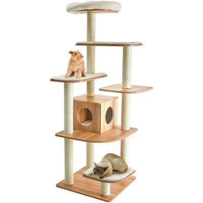 Costway - 69" Modern Cat Tree Multi-layer Kitten Activity Tower w/ Removable Soft Mat - Multicolor Costway - 69" Modern Cat Tree Multi-layer Kitten Activity Tower w/ Removable Soft Mat - Multicolor