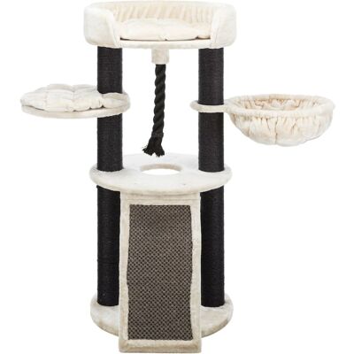 TRIXIE - Bovina Plush & Sisal 3-Level 55.5" Cat Tree, Scratching Posts & Hammock, Black - Cream/Black TRIXIE - Bovina Plush & Sisal 3-Level 55.5" Cat Tree, Scratching Posts & Hammock, Black - Cream/Black