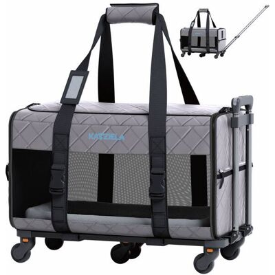 Katziela - Quilted Chariot Pet Carrier With Removable Wheels and Telescopic Handle Katziela - Quilted Chariot Pet Carrier With Removable Wheels and Telescopic Handle