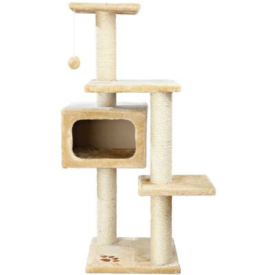 TRIXIE - Palamos Plush & Sisal 4-Level Cat Tree with Scratching Posts & Condo - Beige TRIXIE - Palamos Plush & Sisal 4-Level Cat Tree with Scratching Posts & Condo - Beige