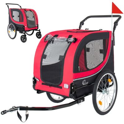 JUJABU - 2-in-1 Foldable Pet Carrier Cart for Dogs up to 100lbs with Breathable Mesh and PVC Rain Cover, Red JUJABU - 2-in-1 Foldable Pet Carrier Cart for Dogs up to 100lbs with Breathable Mesh and PVC Rain Cover, Red