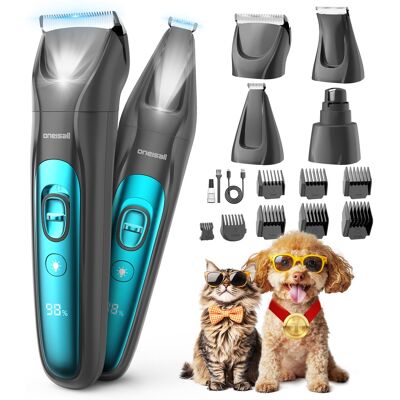 Oneisall - 4-in-1 Wireless Pet Clipper 2000mAh with Clipper,Paw Trimmer,Nail Grinder & LED Light For Full Body Oneisall - 4-in-1 Wireless Pet Clipper 2000mAh with Clipper,Paw Trimmer,Nail Grinder & LED Light For Full Body