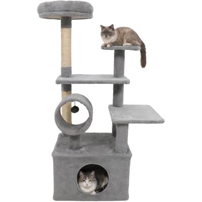 Gymax - 48'' Tall Cat Tree w/ Large Condo Padded Top Perch Jute Scratching Post Tunnel Light Grey Gymax - 48'' Tall Cat Tree w/ Large Condo Padded Top Perch Jute Scratching Post Tunnel Light Grey