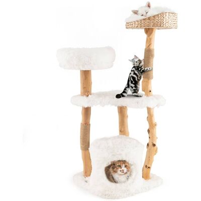 Gymax - 49'' Tall Wooden Cat Tree Solid Wood Cat Tower with Jute Scratching Posts Gymax - 49'' Tall Wooden Cat Tree Solid Wood Cat Tower with Jute Scratching Posts