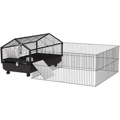 Pawhut - Small Animal Playpen Cage with Rolling Caster Pawhut - Small Animal Playpen Cage with Rolling Caster