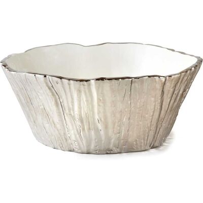 Jiallo - Botanic Collection Titanium Porcelain tree bark bowl 10.5" Silver - Color: silver Jiallo - Botanic Collection Titanium Porcelain tree bark bowl 10.5" Silver - Color: silver