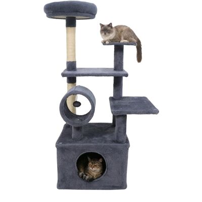 Gymax - 48'' Tall Cat Tree w/ Large Condo Padded Top Perch Jute Scratching Post Tunnel Dark Grey - Gray Gymax - 48'' Tall Cat Tree w/ Large Condo Padded Top Perch Jute Scratching Post Tunnel Dark Grey - Gray