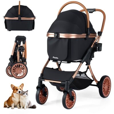 Gymax - 3-in-1 Pet Stroller w/ Removable Carrier Sun Shade Removable Pad Safety Belt Gymax - 3-in-1 Pet Stroller w/ Removable Carrier Sun Shade Removable Pad Safety Belt
