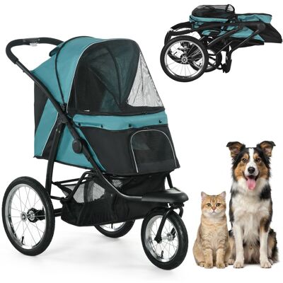 Pawhut - Wheels Pet Stroller for Small Dogs and Medium Dogs with Adjustable Canopy, Safety Tether, Storage Basket - Dark Green Pawhut - Wheels Pet Stroller for Small Dogs and Medium Dogs with Adjustable Canopy, Safety Tether, Storage Basket - Dark Green