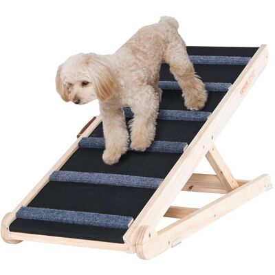 VEVOR - Dog Ramp, Folding Pet Ramp for Bed, Adjustable Dog Ramp for Small, Large, Old Dogs & Cats, Wooden Pet Ramp - Beige color VEVOR - Dog Ramp, Folding Pet Ramp for Bed, Adjustable Dog Ramp for Small, Large, Old Dogs & Cats, Wooden Pet Ramp - Beige color