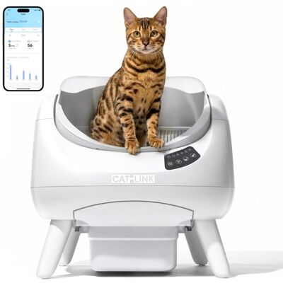 CatLink - Open Top Self-Cleaning Litter Box, Multi-Cat, Anti-Pinch, Health Monitor, App Control - White CatLink - Open Top Self-Cleaning Litter Box, Multi-Cat, Anti-Pinch, Health Monitor, App Control - White