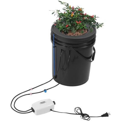 VEVOR - DWC Hydroponics Grow System, Hydroponic Growing System with Top Drip Kit, 5-Gallon Deep Water Culture with Air Pump - Black VEVOR - DWC Hydroponics Grow System, Hydroponic Growing System with Top Drip Kit, 5-Gallon Deep Water Culture with Air Pump - Black