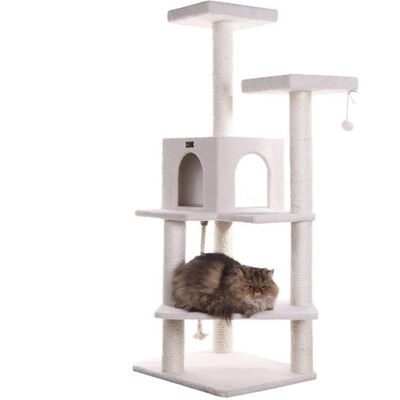 Armarkat - Ivory 57 High Real Wood Cat Tree Fleece Covered Cat Climber - Beige Armarkat - Ivory 57 High Real Wood Cat Tree Fleece Covered Cat Climber - Beige