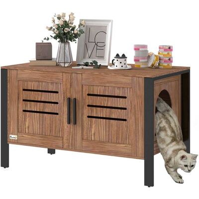 Pawhut - Cat Litter Box Enclosure, Hidden Furniture Cabinet, Modern Cat Washroom, Dark 31.5"L x 17.7"W x 19.7"H - Brown Pawhut - Cat Litter Box Enclosure, Hidden Furniture Cabinet, Modern Cat Washroom, Dark 31.5"L x 17.7"W x 19.7"H - Brown