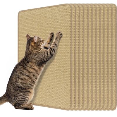 Gymax - 12-Piece Cat Scratcher Mat Set 24'' x 16'' Natural Sisal Pads for Indoor Cats - Yellow Gymax - 12-Piece Cat Scratcher Mat Set 24'' x 16'' Natural Sisal Pads for Indoor Cats - Yellow
