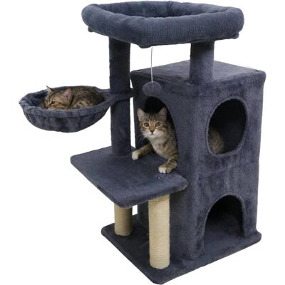 Gymax - 33.5'' Cat Tree w/ 2-Tier Condo Padded Plush Top Perch Sisal Scratching Posts Deep - Gray Gymax - 33.5'' Cat Tree w/ 2-Tier Condo Padded Plush Top Perch Sisal Scratching Posts Deep - Gray