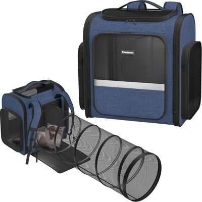 Pawtners - Expandable Cat & Small Dog Carrier Backpack with Mesh Pawtners - Expandable Cat & Small Dog Carrier Backpack with Mesh