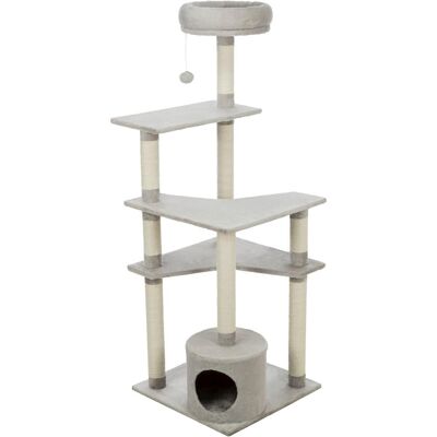 TRIXIE - Seli Plush 4-Level Cat Tree with Sisal Scratching Posts, Condo & Cat Toy - Gray TRIXIE - Seli Plush 4-Level Cat Tree with Sisal Scratching Posts, Condo & Cat Toy - Gray