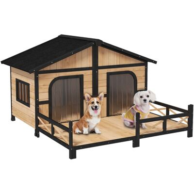 Pawhut - Dog House Outdoor, Wooden, Double Room, Openable Roof, Removable Bottom, Small to Medium Dogs Pawhut - Dog House Outdoor, Wooden, Double Room, Openable Roof, Removable Bottom, Small to Medium Dogs