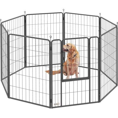 Pawhut - Dog Playpen, 39.4" H 8 Panels Puppy Playpen w/Lockable Door, Indoor/Outdoor, DIY Shape Pet Fence for Small to Large Dogs - Black Pawhut - Dog Playpen, 39.4" H 8 Panels Puppy Playpen w/Lockable Door, Indoor/Outdoor, DIY Shape Pet Fence for Small to Large Dogs - Black
