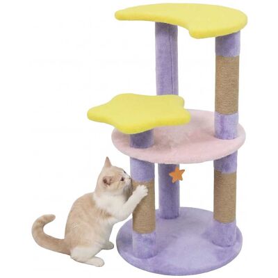 Costway - 29" Cute Modern Cat Tree with Star & Moon Shaped Platforms, Jute Scratching Posts Costway - 29" Cute Modern Cat Tree with Star & Moon Shaped Platforms, Jute Scratching Posts