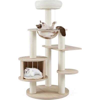 Gymax - 52'' Tall Wooden Cat Tree w/Condo Perch Space Capsule Scratching Posts - GYM18861 Gymax - 52'' Tall Wooden Cat Tree w/Condo Perch Space Capsule Scratching Posts - GYM18861