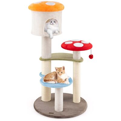 Gymax - Cute Mushroom Cat Tree 48'' Tall Cat Tower w/ Sisal Scratching Posts Top Condo - GYM16314 Gymax - Cute Mushroom Cat Tree 48'' Tall Cat Tower w/ Sisal Scratching Posts Top Condo - GYM16314