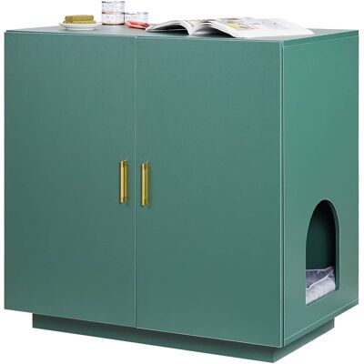 VEVOR - Cat Litter Box Enclosure, 31.5 in Hidden Litter Box Cabinet,Wooden Indoor Cat Washroom with Ventilated Holes,Double-Door - Green VEVOR - Cat Litter Box Enclosure, 31.5 in Hidden Litter Box Cabinet,Wooden Indoor Cat Washroom with Ventilated Holes,Double-Door - Green