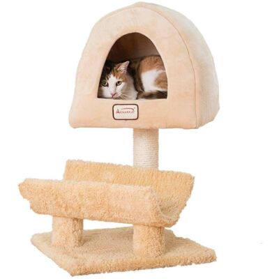 Armarkat - Real Wood Cat Condo Cat Scratching Post With Plush Condo Cuddle - Gold Armarkat - Real Wood Cat Condo Cat Scratching Post With Plush Condo Cuddle - Gold