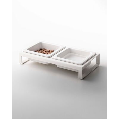 Yamazaki Home - Pet Food Bowl - Steel + Ceramic - White Yamazaki Home - Pet Food Bowl - Steel + Ceramic - White