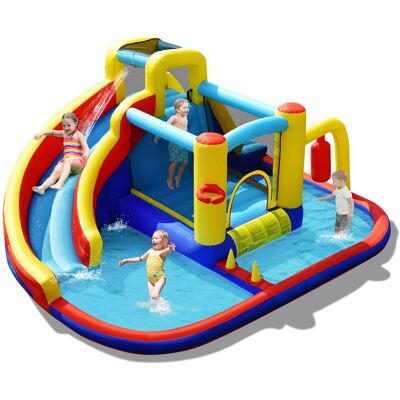 Gymax - 7-in-1 Inflatable Water Slide Water Park Kids Bounce Castle Without Air Blower Gymax - 7-in-1 Inflatable Water Slide Water Park Kids Bounce Castle Without Air Blower