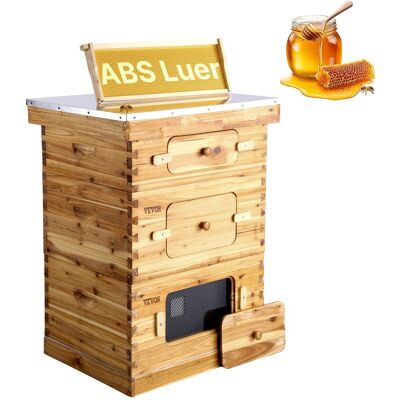 VEVOR - Bee Hive 30 Frame Bee Hives Starter Kit, Beeswax Coated Fir Wood, 2 Deep + 1 Medium Bee Boxes Langstroth Beehive Kit - Wood color VEVOR - Bee Hive 30 Frame Bee Hives Starter Kit, Beeswax Coated Fir Wood, 2 Deep + 1 Medium Bee Boxes Langstroth Beehive Kit - Wood color