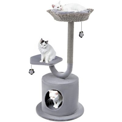 Costway - 42" Cat Tree Tower 3-Layer Activity Center with Scratching Post Condo & 2 Perches - Gray Costway - 42" Cat Tree Tower 3-Layer Activity Center with Scratching Post Condo & 2 Perches - Gray