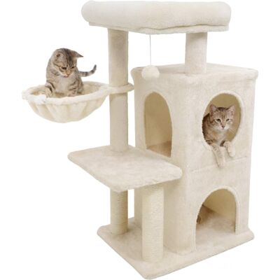 Gymax - 33.5'' Cat Tree w/ 2-Tier Condo Padded Plush Top Perch Sisal Scratching Posts Beige Gymax - 33.5'' Cat Tree w/ 2-Tier Condo Padded Plush Top Perch Sisal Scratching Posts Beige
