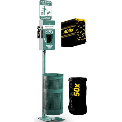Emma + Oliver - Pet Waste Station-Header Dispenser-Hand Sanitizer Bottle-Pedal Trash Can - Green Emma + Oliver - Pet Waste Station-Header Dispenser-Hand Sanitizer Bottle-Pedal Trash Can - Green