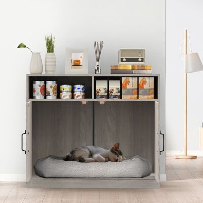 Oumilen - Grey Cat Litter Box Enclosure with Storage Shelves - Gray Oumilen - Grey Cat Litter Box Enclosure with Storage Shelves - Gray