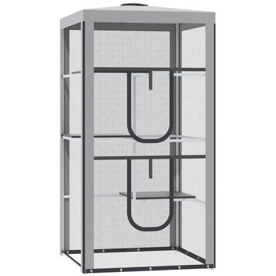 Pawhut - Cat House Kitten Enclosure Mesh Playpen Steel Frame with 3 Platforms Pawhut - Cat House Kitten Enclosure Mesh Playpen Steel Frame with 3 Platforms