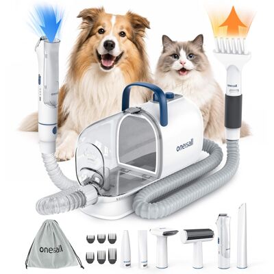 Oneisall - 8-in-1 Professional Pet Grooming Set With Hair Vacuum, Dryer, Dog Clipper, Deshedding Brush, Adjustable Speed/Temp Oneisall - 8-in-1 Professional Pet Grooming Set With Hair Vacuum, Dryer, Dog Clipper, Deshedding Brush, Adjustable Speed/Temp