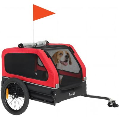 Pawhut - Bike Trailer for Small & Medium Dogs, Universal Bicycle Coupler - Red Pawhut - Bike Trailer for Small & Medium Dogs, Universal Bicycle Coupler - Red