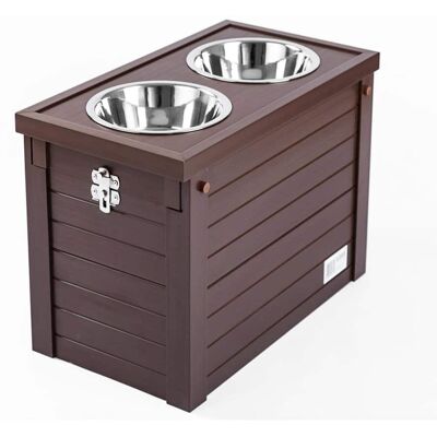 New Age Pet - ECOFLEX Piedmont 2-Bowl Diner with Sliding Lid Storage Bin - Russet New Age Pet - ECOFLEX Piedmont 2-Bowl Diner with Sliding Lid Storage Bin - Russet