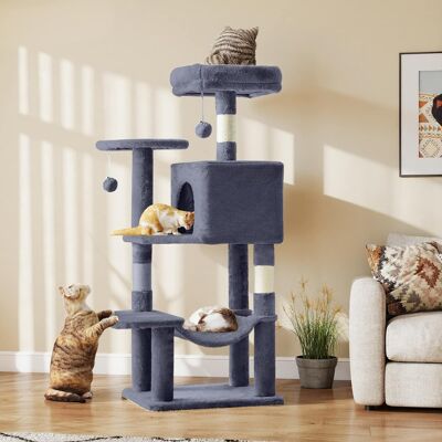 Bestier - 44 inch Cat Tree Tower, Multi-Cat Climbing Tower with, Natural Sisal Scratching Posts, Extended Platform, Hammock - Deep Grey Bestier - 44 inch Cat Tree Tower, Multi-Cat Climbing Tower with, Natural Sisal Scratching Posts, Extended Platform, Hammock - Deep Grey