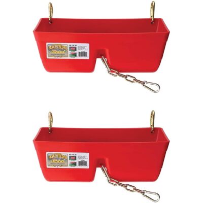 Little Giant - 9 Quart Heavy Duty Feed Trough Bucket Fence Feeder, (2 Pack) - Red Little Giant - 9 Quart Heavy Duty Feed Trough Bucket Fence Feeder, (2 Pack) - Red