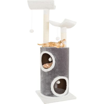 PetMaker - 5-Tier Cat Tower with 2 Napping Perches, 2 Story Kitty Condo, 2 Sisal Rope Scratching Posts, Hanging Toys - Gray and White PetMaker - 5-Tier Cat Tower with 2 Napping Perches, 2 Story Kitty Condo, 2 Sisal Rope Scratching Posts, Hanging Toys - Gray and White